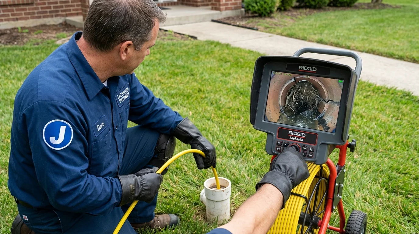 Sewer camera inspection being performed by Johns Plumbing LLC in Battle Creek